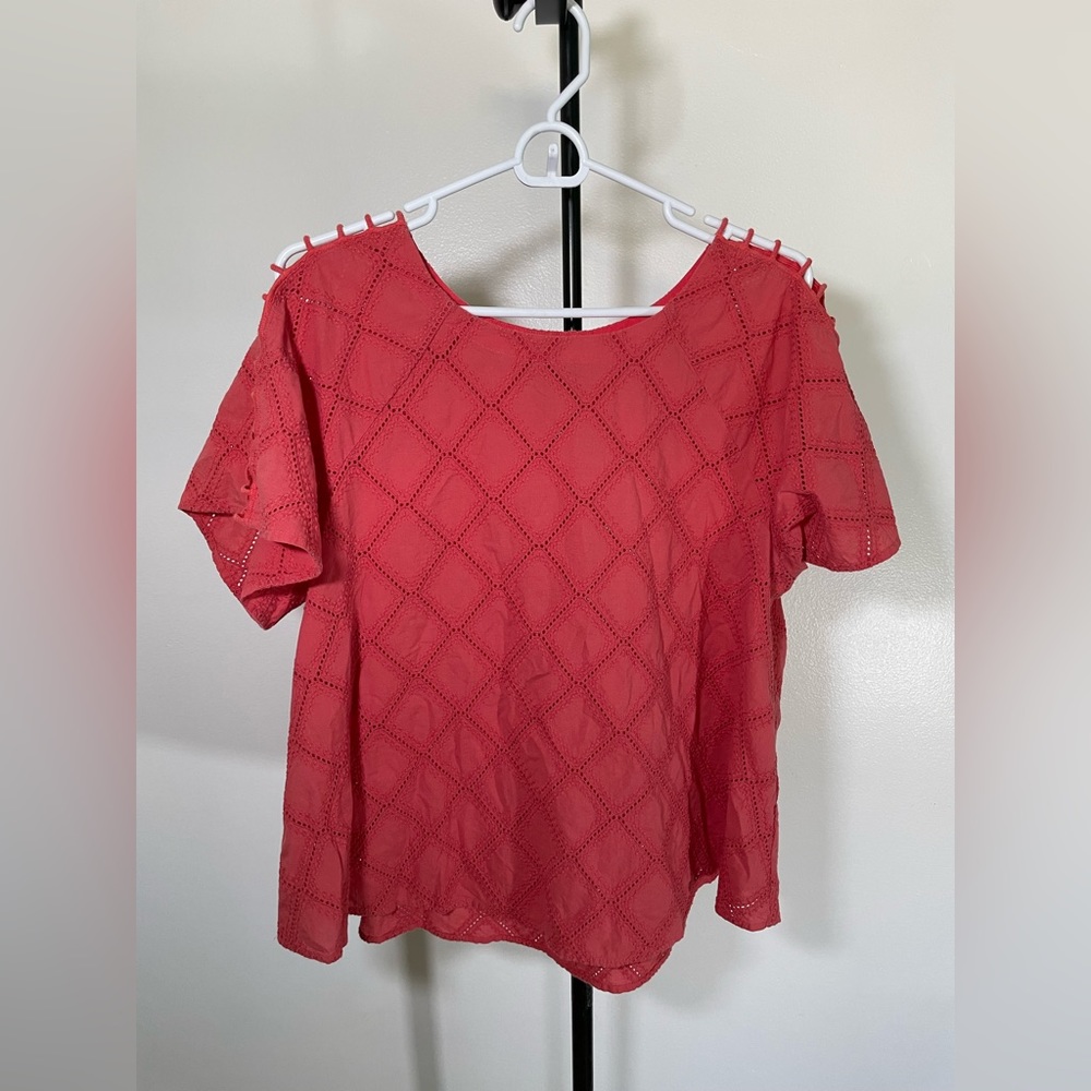 Madewell Brick Red Eyelet Swing Top